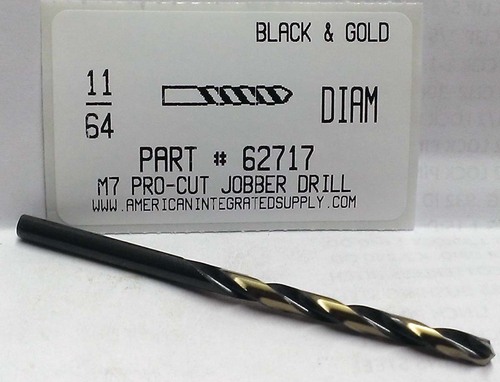 11/64 M7 HSS 135° SPLIT POINT BLACK & GOLD JOBBER DRILL BIT