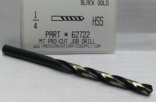 1/4 M7 HSS 135° SPLIT POINT BLACK & GOLD JOBBER DRILL BIT