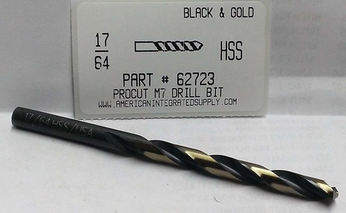 17/64 M7 HSS 135° SPLIT POINT BLACK & GOLD JOBBER DRILL BIT