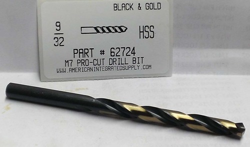 9/32 M7 HSS 135° SPLIT POINT BLACK & GOLD JOBBER DRILL BIT
