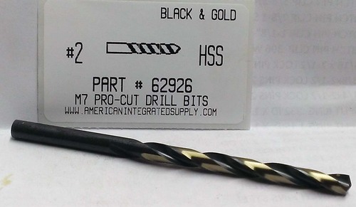 #2 M7 HSS 135° SPLIT POINT BLACK & GOLD JOBBER DRILL BIT