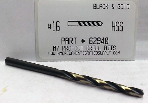 #16 M7 HSS 135° SPLIT POINT BLACK & GOLD JOBBER DRILL BIT