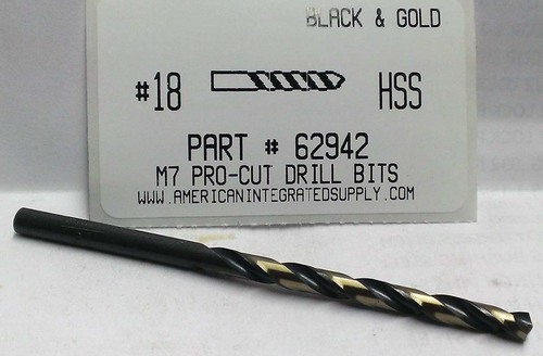 #18 M7 HSS 135° SPLIT POINT BLACK & GOLD JOBBER DRILL BIT