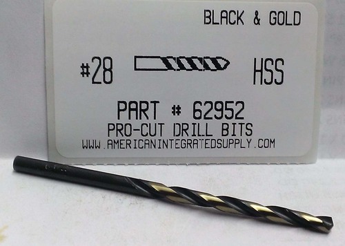#28 M7 HSS 135° SPLIT POINT BLACK & GOLD JOBBER DRILL BIT
