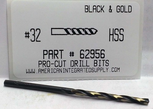 #32 M7 HSS 135° SPLIT POINT BLACK & GOLD JOBBER DRILL BIT