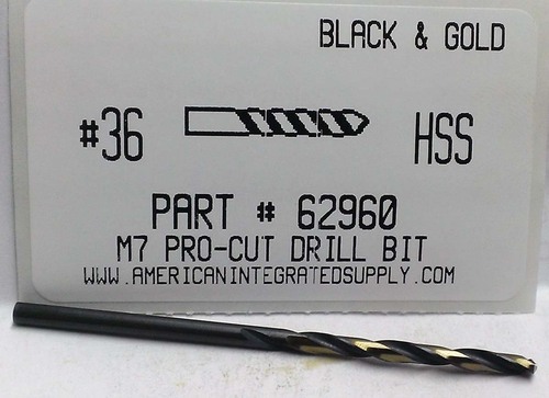 #36 M7 HSS 135° SPLIT POINT BLACK & GOLD JOBBER DRILL BIT