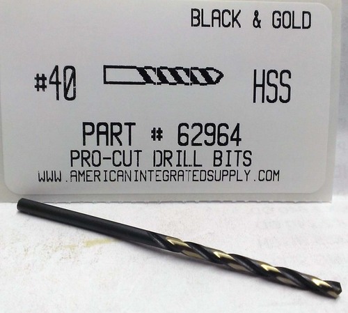 #40 M7 HSS 135° SPLIT POINT BLACK & GOLD JOBBER DRILL BIT