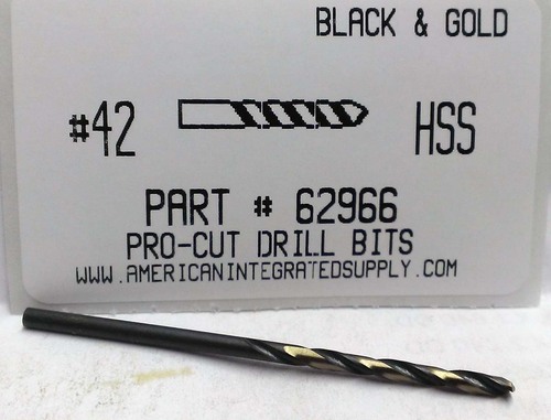 #42 M7 HSS 135° SPLIT POINT BLACK & GOLD JOBBER DRILL BIT