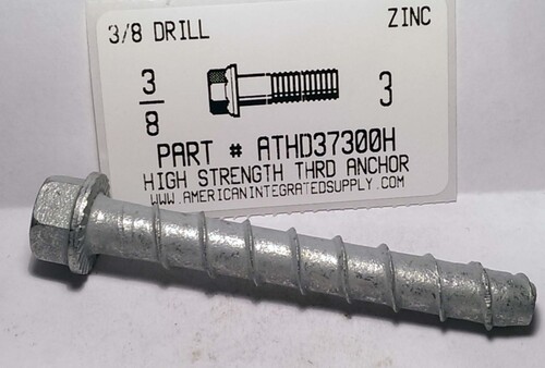 3/8X3" HIGH STRENGTH THREADED ANCHOR ZINC USE 3/8 DRILL
