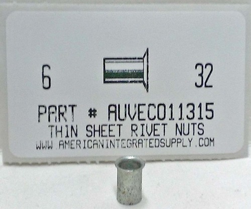 6-32 THIN SHEET NUTSERT INSERT GRIP RANGE.020-.080 STEEL 1/4