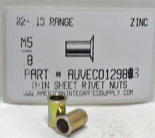 M5-.80 THIN SHEET NUTSERT STL .020-.130 GRIP 9/32