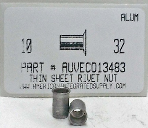 10-32 THIN SHEET NUTSERT ALUM .020-.130 GRIP (DISCONTINUED)