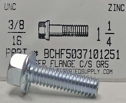 3/8-16X1-1/4 HEX SERRATED FLANGE BOLT GRADE 5 STEEL ZINC PLATED