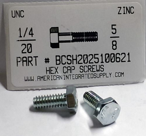 1/4-20X5/8 HEX HEAD CAP SCREW A307 STEEL ZINC PLATED (DISCONTINUED)