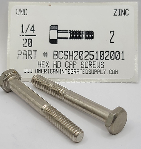1/4-20X2 HEX HEAD CAP SCREW GRADE 2 STEEL ZINC PLATED (DISCONTINUED)