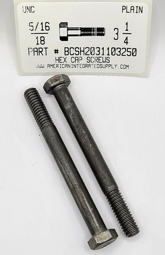 5/16-18X3-1/4 HEX HEAD CAP SCREW GRADE 2 STEEL PLAIN (DISCONTINUED)