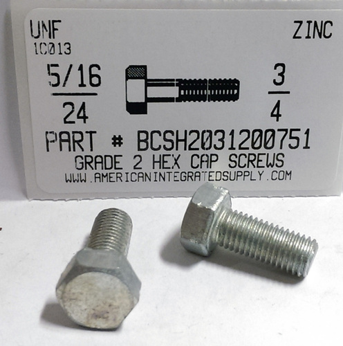 5/16-24X3/4 HEX HEAD CAP SCREW GRADE 2 STEEL ZINC PLATED (DISCONTINUED)