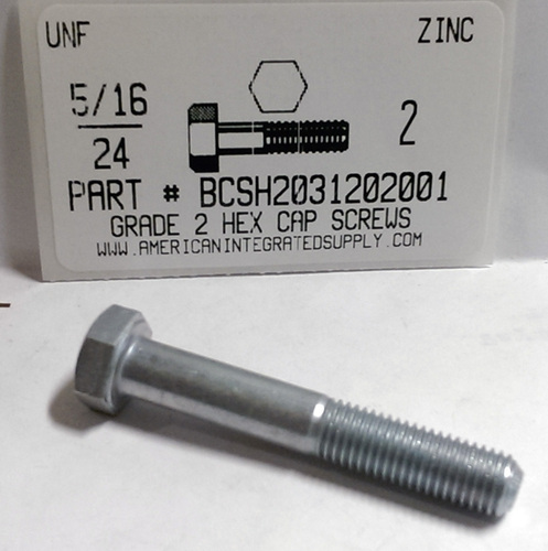 5/16-24X2 HEX HEAD CAP SCREW GRADE 2 STEEL ZINC PLATED (DISCONTINUED)