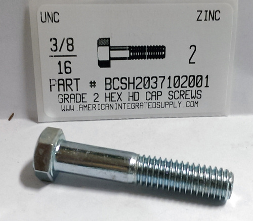 3/8-16X2 HEX HEAD CAP SCREW GRADE 2 STEEL ZINC PLATED (DISCONTINUED)