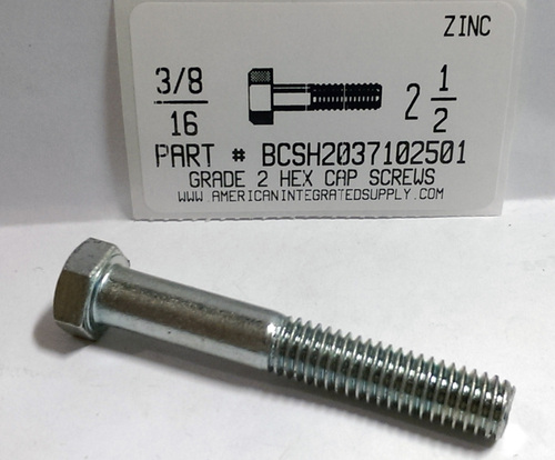 3/8-16X2-1/2 HEX HEAD CAP SCREW GRADE 2 STEEL ZINC PLATED (DISCONTINUED)