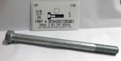 3/8-24X5 HEX HEAD CAP SCREW GRADE 2 STEEL ZINC PLATED (DISCONTINUED)