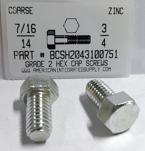 7/16-14X3/4 HEX HEAD CAP SCREW GRADE 2 STEEL ZINC PLATED (DISCONTINUED)