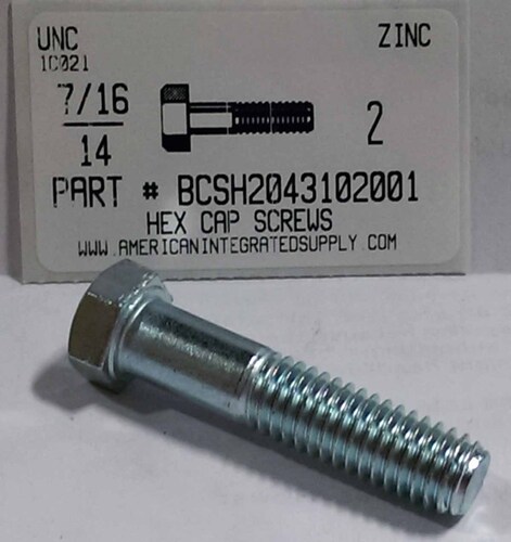7/16-14X2 HEX HEAD CAP SCREW A307 STEEL ZINC PLATED (DISCONTINUED)
