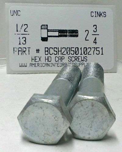 1/2-13X2-3/4 HEX HEAD CAP SCREW GRADE 2 STEEL ZINC PLATED (DISCONTINUED)