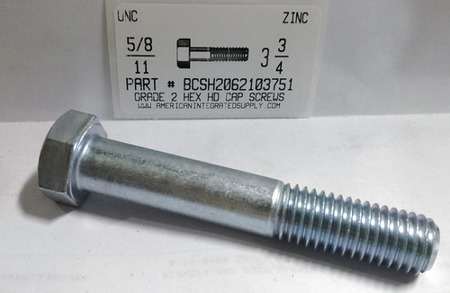 5/8-11X3-3/4 HEX HEAD CAP SCREW GRADE 2 ZINC PLATED (DISCONTINUED)
