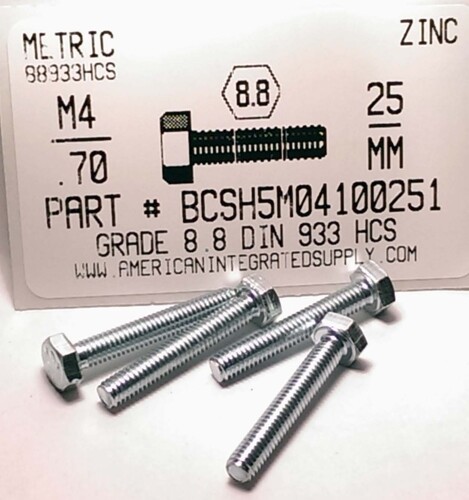 M4-.70X25mm HEX HEAD CAP SCREW 8.8 STEEL ZINC D933
