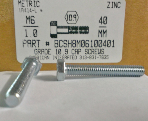 M6-1.00X40MM HEX HEAD CAP SCREW 10.9 STEEL ZINC D931