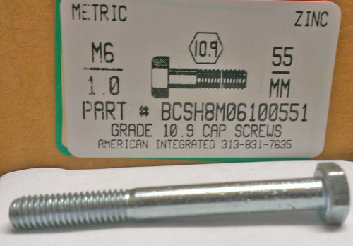 M6-1.00X55mm HEX HEAD CAP SCREW 10.9 STEEL ZINC D931