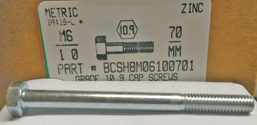 M6-1.00X70mm HEX HEAD CAP SCREW 10.9 STEEL ZINC D931
