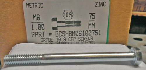 M6-1.00X75mm HEX HEAD CAP SCREW 10.9 STEEL ZINC D931