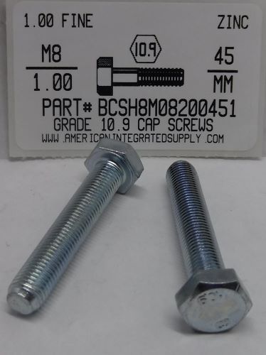 M8-1.00X45mm HEX HEAD CAP SCREW 10.9 STEEL ZINC D961