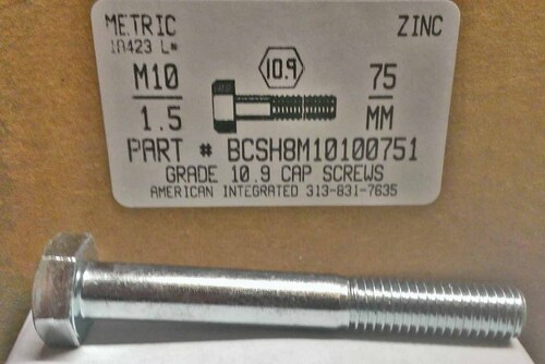 M10-1.50X75mm HEX HEAD CAP SCREW 10.9 STEEL ZINC D931