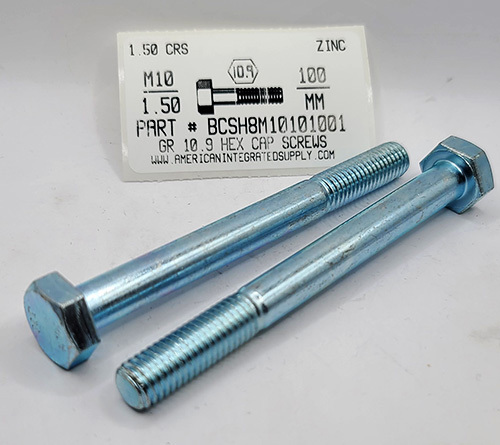M10-1.50X100mm HEX HEAD CAP SCREW 10.9 STEEL ZINC D931