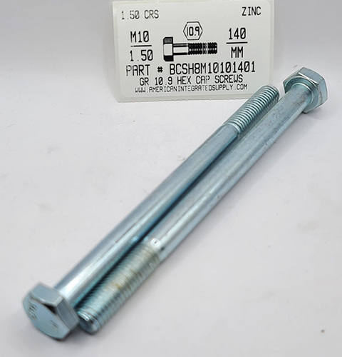 M10-1.50X140mm HEX HEAD CAP SCREW 10.9 STEEL ZINC D931