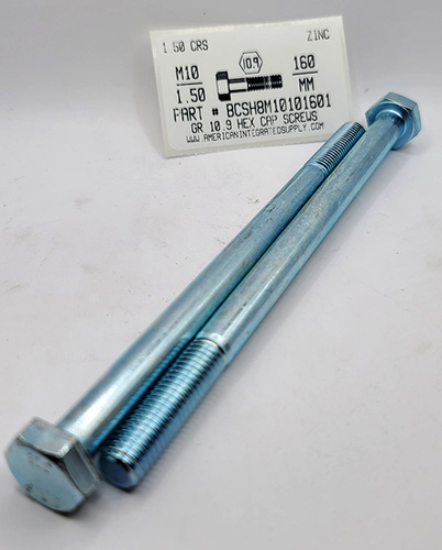 M10-1.50X160mm HEX HEAD CAP SCREW 10.9 STEEL ZINC D931