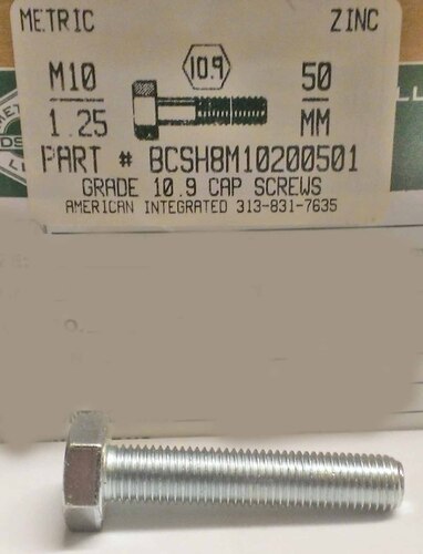 M10-1.25X50mm HEX HEAD CAP SCREW 10.9 STEEL ZINC D961