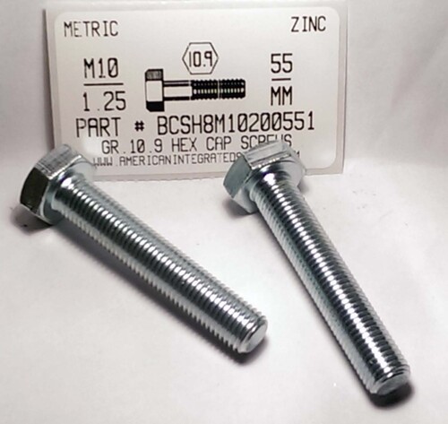 M10-1.25X55mm HEX HEAD CAP SCREW 10.9 STEEL ZINC D961