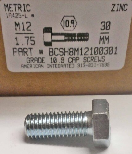 M12-1.75X30mm HEX HEAD CAP SCREW 10.9 STEEL ZINC D933