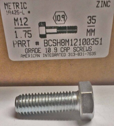 M12-1.75X35mm HEX HEAD CAP SCREW 10.9 STEEL ZINC D933