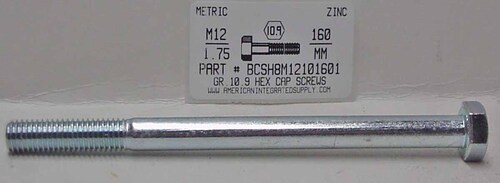 M12-1.75X160mm HEX HEAD CAP SCREW 10.9 STEEL ZINC D931