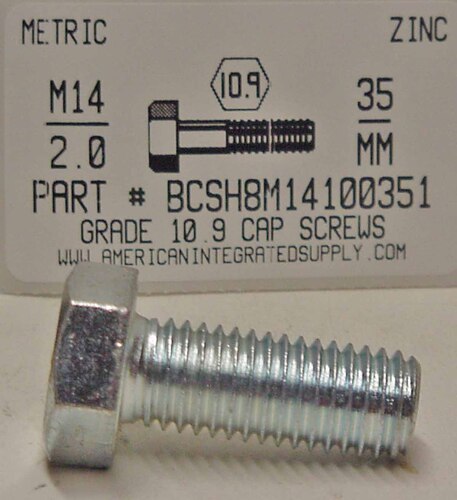M14-2.00X35mm HEX HEAD CAP SCREW 10.9 STEEL ZINC D933
