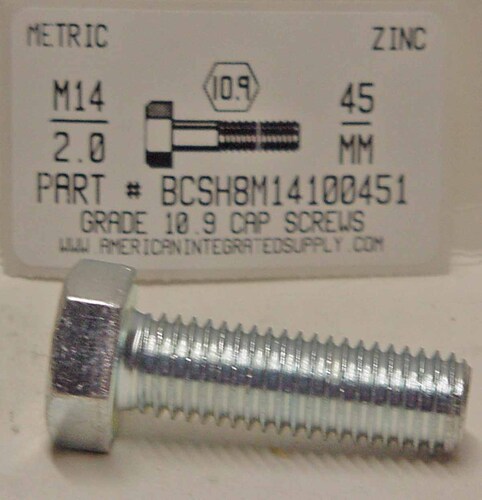 M14-2.00X45mm HEX HEAD CAP SCREW 10.9 STEEL ZINC D933