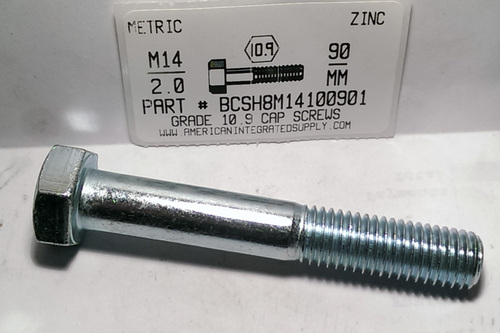 M14-2.00X90mm HEX HEAD CAP SCREW 10.9 STEEL ZINC D931