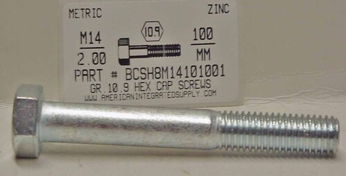 M14-2.00X100mm HEX HEAD CAP SCREW 10.9 STEEL ZINC D931