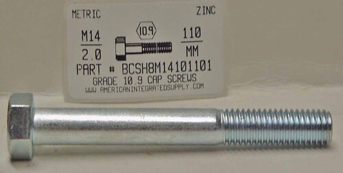 M14-2.00X110mm HEX HEAD CAP SCREW 10.9 STEEL ZINC D931