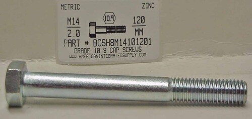 M14-2.00X120mm HEX HEAD CAP SCREW 10.9 STEEL ZINC D931